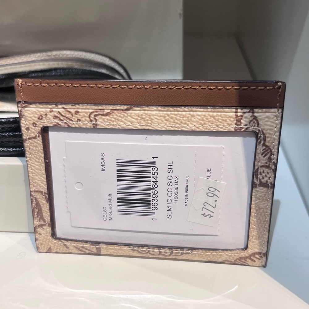 Last one ! New Coach Slim Id Card Case In Signature Canvas With Shell Print - Picture 3 of 4